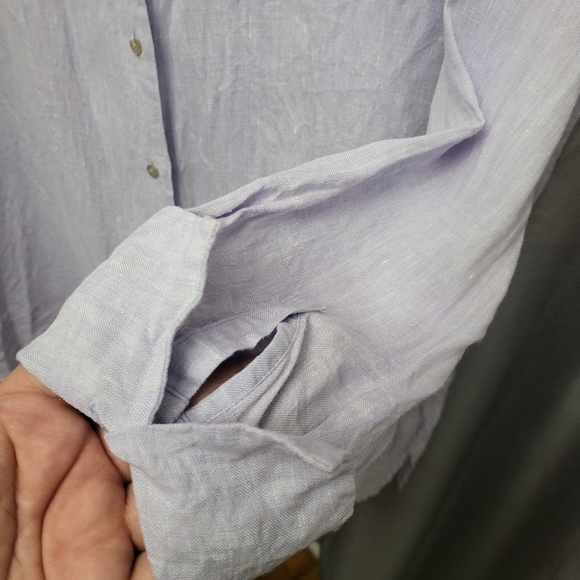 Irish Linen button shirt (bluish/lilac) - Picture 3 of 6